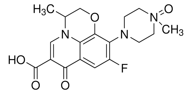 (3RS)-9-Fluoro-3-methyl-10-(4-methyl-4-oxidopiperazin-1-yl)-7-oxo-2,3-dihydro-7H-pyrido[1,2,3-de]-1,4-benzoxazine-6-carboxylic acid certified reference material, TraceCERT&#174;, Manufactured by: Sigma-Aldrich Production GmbH, Switzerland