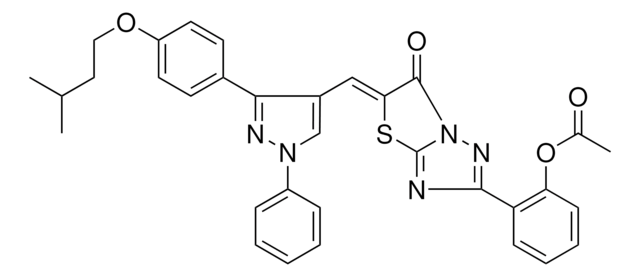 2-[(5Z)-5-({3-[4-(ISOPENTYLOXY)PHENYL]-1-PHENYL-1H-PYRAZOL-4-YL}METHYLENE)-6-OXO-5,6-DIHYDRO[1,3]THIAZOLO[3,2-B][1,2,4]TRIAZOL-2-YL]PHENYL ACETATE AldrichCPR