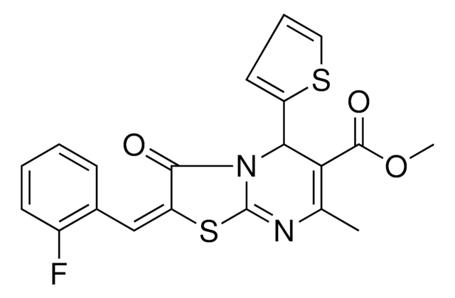METHYL (2E)-2-(2-FLUOROBENZYLIDENE)-7-METHYL-3-OXO-5-(2-THIENYL)-2,3-DIHYDRO-5H-[1,3]THIAZOLO[3,2-A]PYRIMIDINE-6-CARBOXYLATE AldrichCPR