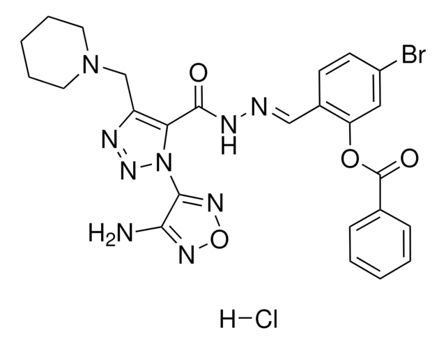 2-[(E)-({[1-(4-AMINO-1,2,5-OXADIAZOL-3-YL)-4-(1-PIPERIDINYLMETHYL)-1H-1,2,3-TRIAZOL-5-YL]CARBONYL}HYDRAZONO)METHYL]-5-BROMOPHENYL BENZOATE HYDROCHLORIDE AldrichCPR