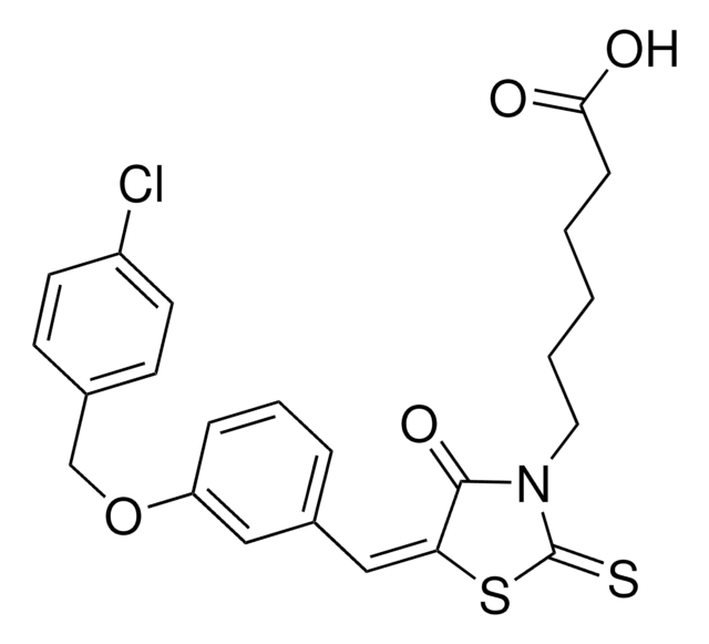 6-((5E)-5-{3-[(4-CHLOROBENZYL)OXY]BENZYLIDENE}-4-OXO-2-THIOXO-1,3-THIAZOLIDIN-3-YL)HEXANOIC ACID AldrichCPR