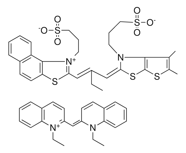 1-ETHYL-2-[(E)-(1-ETHYL-2(1H)-QUINOLINYLIDENE)METHYL]QUINOLINIUM 3-(2-{(1E)-2-[(E)-(5,6-DIMETHYL-1-(3-SULFONATOPROPYL)THIENO[3,2-D][1,3]THIAZOL-2(1H)-YLIDENE)METHYL]-1-BUTENYL}NAPHTHO[1,2-D][1,3]THIAZOL-1-IUM-1-YL)-1-PROPANESULFONATE AldrichCPR
