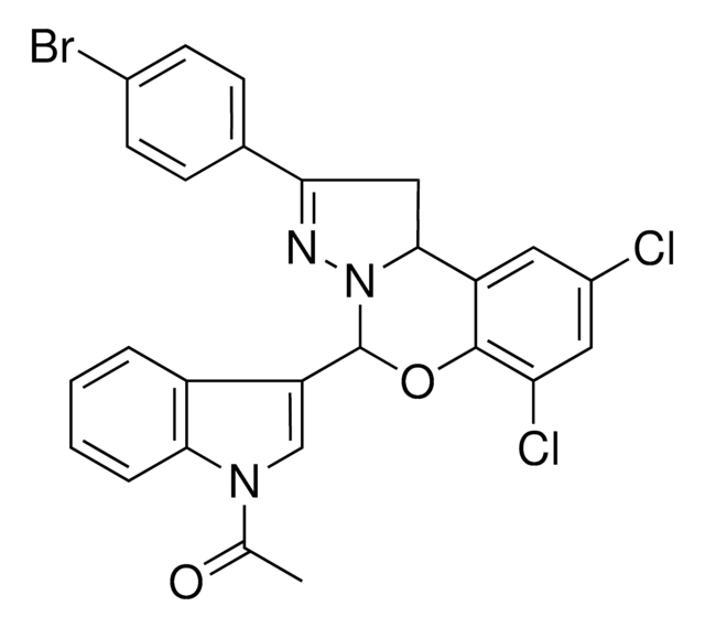 5-(1-ACETYL-1H-INDOL-3-YL)-2-(4-BROMOPHENYL)-7,9-DICHLORO-1,10B-DIHYDROPYRAZOLO[1,5-C][1,3]BENZOXAZINE AldrichCPR