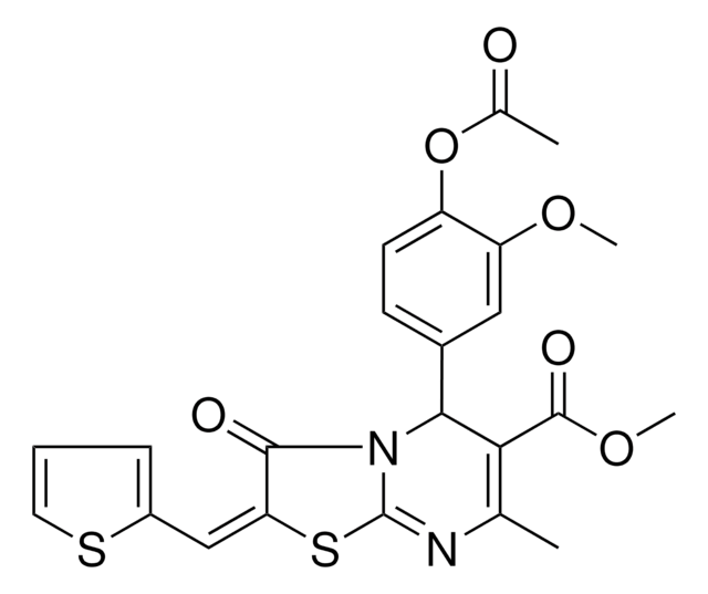 METHYL (2E)-5-[4-(ACETYLOXY)-3-METHOXYPHENYL]-7-METHYL-3-OXO-2-(2-THIENYLMETHYLENE)-2,3-DIHYDRO-5H-[1,3]THIAZOLO[3,2-A]PYRIMIDINE-6-CARBOXYLATE AldrichCPR