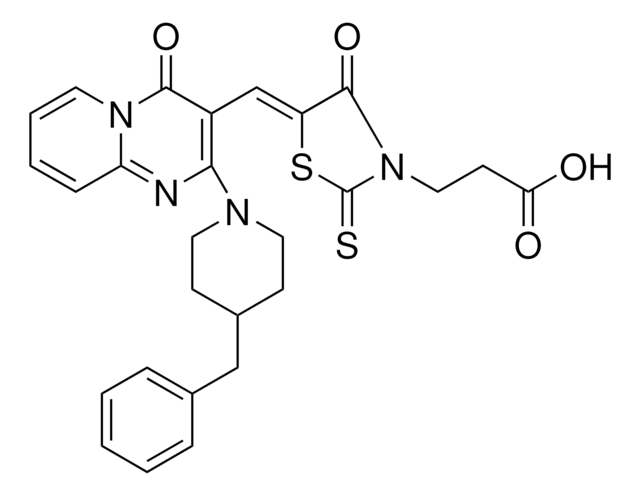 3-((5Z)-5-{[2-(4-BENZYL-1-PIPERIDINYL)-4-OXO-4H-PYRIDO[1,2-A]PYRIMIDIN-3-YL]METHYLENE}-4-OXO-2-THIOXO-1,3-THIAZOLIDIN-3-YL)PROPANOIC ACID AldrichCPR
