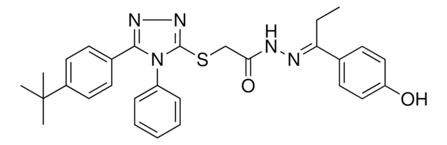2-{[5-(4-TERT-BUTYLPHENYL)-4-PHENYL-4H-1,2,4-TRIAZOL-3-YL]SULFANYL}-N'-[(E)-1-(4-HYDROXYPHENYL)PROPYLIDENE]ACETOHYDRAZIDE AldrichCPR