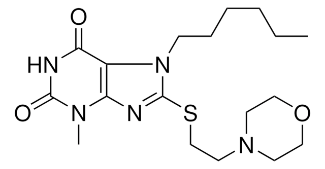 7-HEXYL-3-ME-8-((2-(4-MORPHOLINYL)ETHYL)THIO)-3,7-DIHYDRO-1H-PURINE-2,6-DIONE AldrichCPR