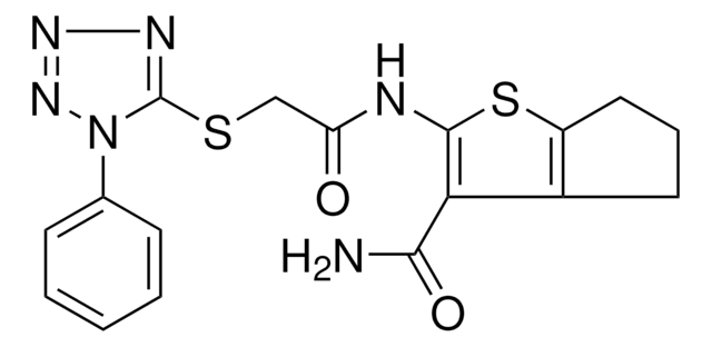 2-({[(1-PHENYL-1H-TETRAAZOL-5-YL)SULFANYL]ACETYL}AMINO)-5,6-DIHYDRO-4H-CYCLOPENTA[B]THIOPHENE-3-CARBOXAMIDE AldrichCPR