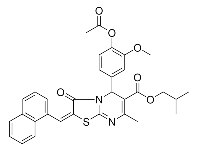 ISOBUTYL (2E)-5-[4-(ACETYLOXY)-3-METHOXYPHENYL]-7-METHYL-2-(1-NAPHTHYLMETHYLENE)-3-OXO-2,3-DIHYDRO-5H-[1,3]THIAZOLO[3,2-A]PYRIMIDINE-6-CARBOXYLATE AldrichCPR