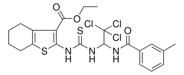 ETHYL 2-{[({2,2,2-TRICHLORO-1-[(3-METHYLBENZOYL)AMINO]ETHYL}AMINO)CARBOTHIOYL]AMINO}-4,5,6,7-TETRAHYDRO-1-BENZOTHIOPHENE-3-CARBOXYLATE AldrichCPR