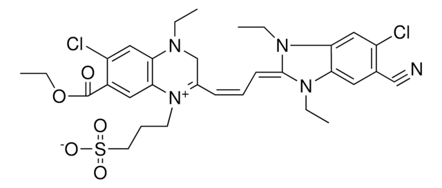 3-[6-CHLORO-2-[(1Z,3E)-3-(5-CHLORO-6-CYANO-1,3-DIETHYL-1,3-DIHYDRO-2H-BENZIMIDAZOL-2-YLIDENE)-1-PROPENYL]-7-(ETHOXYCARBONYL)-4-ETHYL-3,4-DIHYDROQUINOXALIN-1-IUM-1-YL]-1-PROPANESULFONATE AldrichCPR