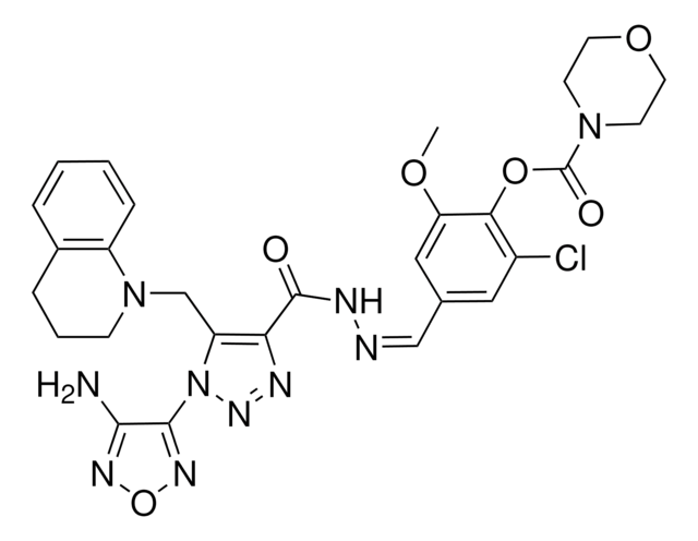 4-[(Z)-({[1-(4-AMINO-1,2,5-OXADIAZOL-3-YL)-5-(3,4-DIHYDRO-1(2H)-QUINOLINYLMETHYL)-1H-1,2,3-TRIAZOL-4-YL]CARBONYL}HYDRAZONO)METHYL]-2-CHLORO-6-METHOXYPHENYL 4-MORPHOLINECARBOXYLATE AldrichCPR