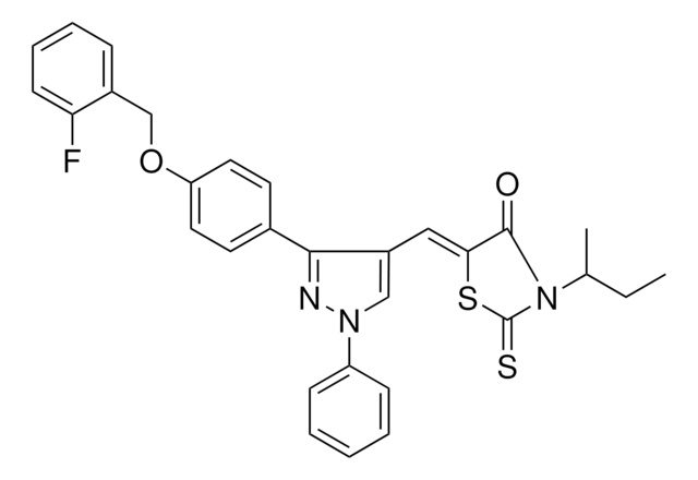 (5Z)-3-SEC-BUTYL-5-[(3-{4-[(2-FLUOROBENZYL)OXY]PHENYL}-1-PHENYL-1H-PYRAZOL-4-YL)METHYLENE]-2-THIOXO-1,3-THIAZOLIDIN-4-ONE AldrichCPR
