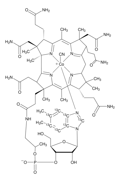 Vitamin B12-(dimethylbenzimidazole-13C7) solution 1&#160;&#956;g/mL in methanol, 99 atom % 13C, 95% (CP)
