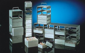 Cryogenic storage rack, stainless steel Vertical; 4-shelf for 51/4 × 51/4 × 33/4in. boxes
