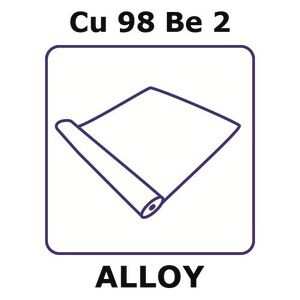 Copper-beryllium alloy, Cu98Be2 foil, 1m coil, 0.05mm thickness, half hard