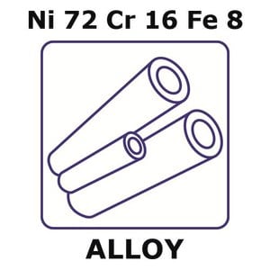 Inconel&#174; alloy 600 - heat resisting alloy, Ni72Cr16Fe8 490mm tube, 7.5mm outside diameter, 0.7mm wall thickness, 6.1mm inside diameter, annealed