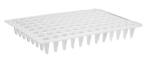 PCR microplate with flat top low profile, size 96&#160;wells, pkg of 4x25plates/cs, white