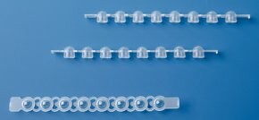 BRAND&#174; PCR caps, strips of 8 clear, domed polypropylene