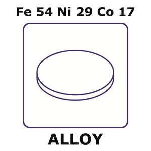 Glass Sealing Alloy, Fe54Ni29Co17 foil, 50mm disks, 0.30mm thickness, annealed