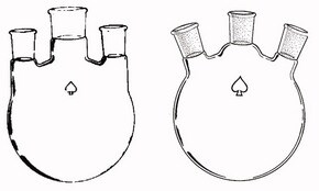 Ace three-neck round-bottom flasks vertical, capacity 500&#160;mL, center joint: ST/NS 29/42, side Joints: ST/NS 24/40 (2)