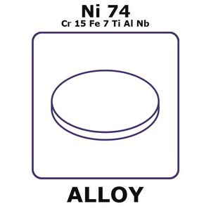 Inconel&#174; X750 - heat resisting alloy, Ni74Cr15Fe7TiAlNb foil, 10mm disks, 0.075mm thickness, annealed