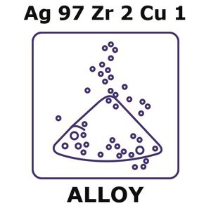 Silver-zirconium-copper alloy, Ag97Zr2Cu1 powder, 45micron max. particle size, atomized, 200g