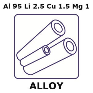Aluminum-lithium-copper alloy, Al95Li2.5Cu1.5Mg1 500mm tube, 24mm outside diameter, 1mm wall thickness, 22mm inside diameter