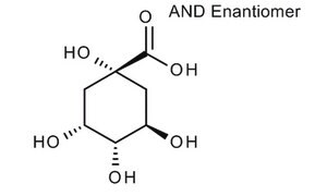 (-)-Quinic acid for resolution of racemates for synthesis