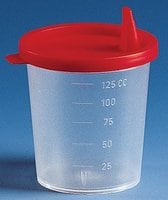 BRAND&#174; urine beaker polypropylene, capacity 125&#160;mL , screw cap, sterile