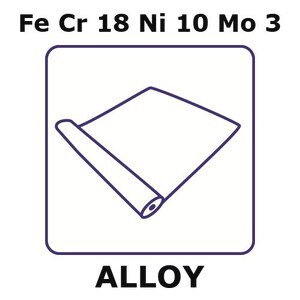 Stainless Steel - AISI 316 alloy, FeCr18Ni10Mo3 foil, 2m coil, 0.043mm thickness, annealed