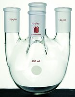 Synthware&#8482; four-neck round-bottom flask with vertical side necks capacity 2,000&#160;mL, center joint: ST/NS 34/45, side joint: ST/NS 24/40