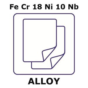 Stainless Steel - AISI 347 alloy, FeCr18Ni10Nb foil, 100 x 100mm, 0.2mm thickness, annealed