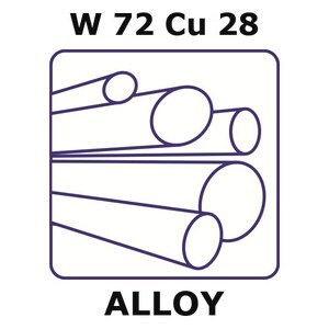 Tungsten-copper alloy, W72Cu28 200mm rod, 8.0mm diameter