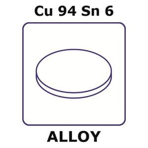 Phosphor bronze alloy, Cu94Sn6 foil, 4mm disks, 0.005mm thickness, as rolled