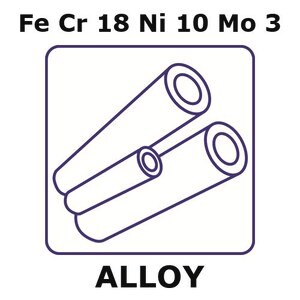 Stainless Steel - AISI 316L alloy, FeCr18Ni10Mo3 100mm tube, 4.2mm outside diameter, 0.2mm wall thickness, 3.8mm inside diameter, annealed