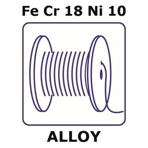 Stainless Steel - AISI 304 alloy, FeCr18Ni10 200m wire, 0.05mm diameter, annealed