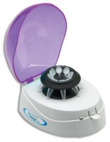 MyFuge&#8482; mini centrifuge purple lid, with 2 rotors, AC/DC input 110 - 240 V AC, European 2-pin plug