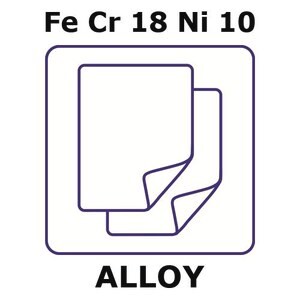 Stainless Steel - AISI 304 alloy, FeCr18Ni10 foil, 50 x 50mm, 0.15mm thickness, hard