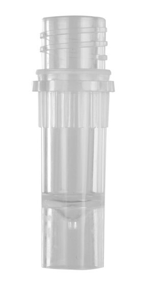 Screw cap tubes without caps, conical bottom, self-standing size 0.5&#160;mL, clear, pkg of 8x500caps/cs