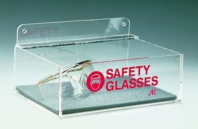 Eye-protection holder clear acrylic, H × W × D 3 1/4&#160;in. × 9&#160;in. × 6 3/4&#160;in.