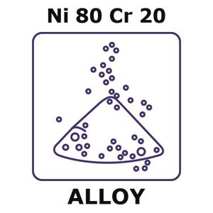 Nickel-chromium alloy, Ni80Cr20 powder, 75micron max. particle size, 1000g