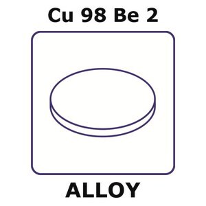Copper-beryllium alloy, Cu98Be2 foil, 6mm disks, 0.02mm thickness, as rolled