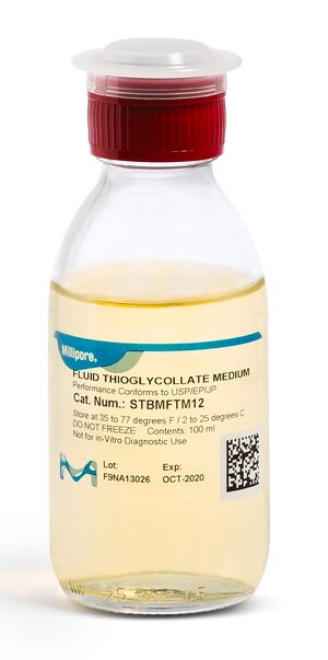 流体巯基乙酸盐培养基 bottle of, closure type, screw cap with septum, for anaerobic bacteria, suitable for sterility testing, for use with Steritest&#174;