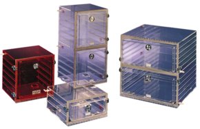 Plas-Labs desiccator cabinet, clear acrylic model 861-CG, W × D × H 12&#160;in. × 12&#160;in. × 24&#160;in.