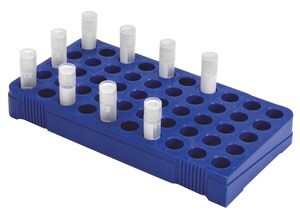 Cryogenic Vial Rack to hold, 50&#160;vials per rack, blue