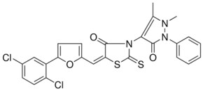 (5E)-5-{[5-(2,5-DICHLOROPHENYL)-2-FURYL]METHYLENE}-3-(1,5-DIMETHYL-3-OXO-2-PHENYL-2,3-DIHYDRO-1H-PYRAZOL-4-YL)-2-THIOXO-1,3-THIAZOLIDIN-4-ONE AldrichCPR