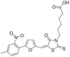 6-((5E)-5-{[5-(4-METHYL-2-NITROPHENYL)-2-FURYL]METHYLENE}-4-OXO-2-THIOXO-1,3-THIAZOLIDIN-3-YL)HEXANOIC ACID AldrichCPR