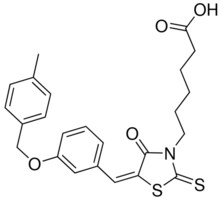 6-((5E)-5-{3-[(4-METHYLBENZYL)OXY]BENZYLIDENE}-4-OXO-2-THIOXO-1,3-THIAZOLIDIN-3-YL)HEXANOIC ACID AldrichCPR