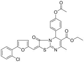 ETHYL (2E)-5-[4-(ACETYLOXY)PHENYL]-2-{[5-(2-CHLOROPHENYL)-2-FURYL]METHYLENE}-7-METHYL-3-OXO-2,3-DIHYDRO-5H-[1,3]THIAZOLO[3,2-A]PYRIMIDINE-6-CARBOXYLATE AldrichCPR